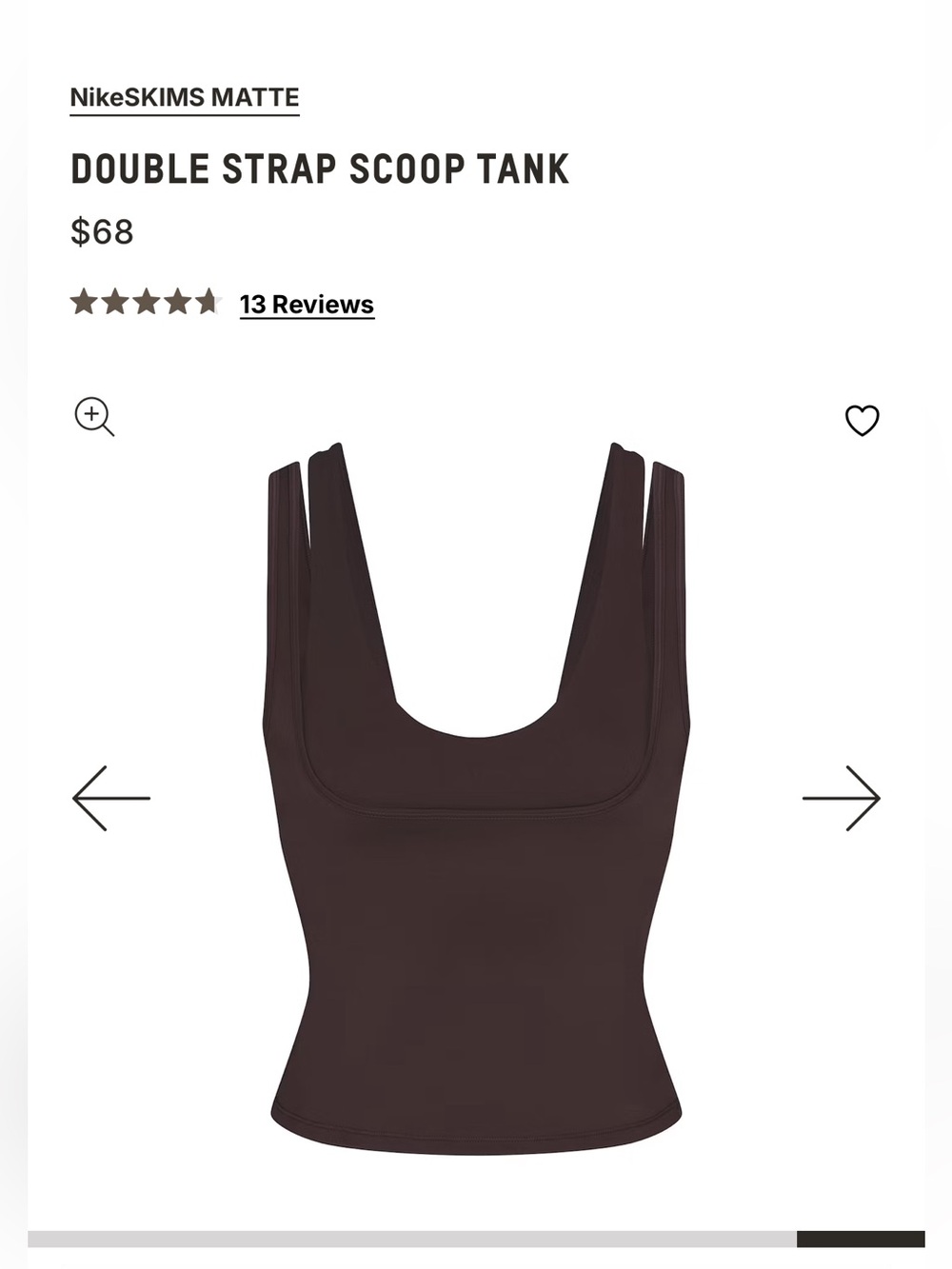 SKIMS Double Strap Scoop Tank in Dark Brown